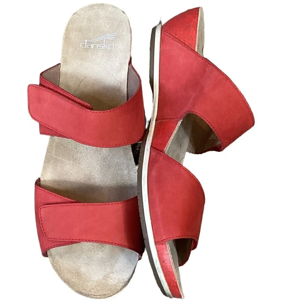 Dansko Vienna Milled Nubuck Double Strap Sandal 41 US 10.5-11 Tomato Red 272F - Picture 6 of 11